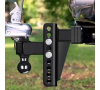 MERIGLARE Trailer Hitch Assembly Adjustable Tow Ball Mount Coupler With Lock And Pins Perforated Height Bracket Carbon Steel Alloy, Red, Red Trailer Arm With 2 Pins And 1 Lock Black Ball