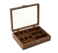 MERIGLARE Watch Display Case Organizer Storage Box With Viewing Window And Soft Removable Cushions Keeps Collection Ordered And Accessible Suitable for home, 6+3 Slot Coffee Walnut Watch Box