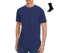 MERINNOVATION Merino T-Shirt Men's Everyday Short-Sleeved T-Shirt Functional Shirt Breathable and Odourless Merino Wool Base Layer + Merino Wool Socks, Indigo-blue, M