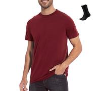 MERINNOVATION Merino T-Shirt Men's Everyday Short-Sleeved T-Shirt Functional Shirt Breathable and Odourless Merino Wool Base Layer + Merino Wool Socks, Cabernet, M
