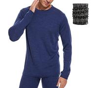 MERINNOVATION Merino Wool Base Layer Mens 100% Merino Wool Shirts for Men Thermal Underwear LS T-Shirt Light, Midweight, Indigo Blue 250, Medium