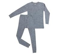 MERINNOVATION Merino Wool Base Layer Set for Kids Top and Bottom Thermal Underwear Long Sleeve, Grey Marle-girl, 9-10yr