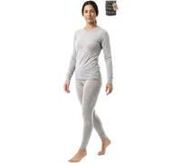MERINNOVATION Merino Wool Base Layer Set for Women 100% Merino Wool Thermal Underwear Sets Lite - Midweight Top, Bottom, Grey Marl 250, Medium