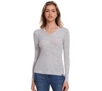 MERINNOVATION Merino Wool Base Layer Women - 100% Merino Wool Shirts for Women Lite - Midweight Long Sleeve V-Neck Tops, Grey Marl V 165, L