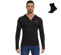 MERINNOVATION Merino Wool Hoodie Men Lightweight Merino Wool Base Layer Mens quarter zip hoodie sweatshirt, Charcoal, Large