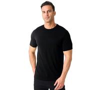 Merino Protect 100% Merino Wool T Shirt Mens Odor Resistance Base Layer Lightweight Hiking Travel T-Shirt Soft Undershirt Black