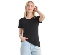 Merino Protect 100% Merino Wool T-Shirt Women Crew Neck Tops Short Sleeve Base Layers for Travel Hiking Tee Black