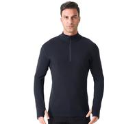 Merino Protect Merino Wool Base Layer Mens Soft Quarter Zip Pullover Sweaters Heavyweight Long Sleeve Shirt Hiking Hunting Black