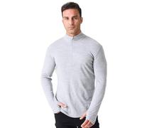 Merino Protect Merino Wool Base Layer Mens Soft Quarter Zip Pullover Sweaters Heavyweight Long Sleeve Shirt Hiking Hunting Light Grey Heather