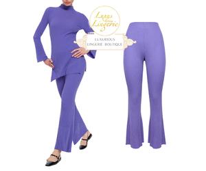 Merino Rib Trousers By Wolford S Iris Bloom Purple From 100% Wool Leggings
