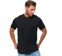 Merino tech. 100% Merino Short Sleeve Shirts Men, Henley T-Shirt Mens, Shirt with Pocket - Soft & Breathable (Small, Charcoal Pocket Shirt)