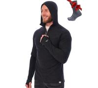 Merino.tech 100% Merino Wool Base Layer Men Lightweight Hoodie - Merino Wool Long Sleeve for Outdoor Adventures (Charcoal Grey, XL)
