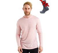 Merino.tech Merino Wool Base Layer Men - 100% Merino Wool Long Sleeve Thermal Shirts Lightweight (Medium, 165 Pale Coral)