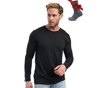 Merino.tech Merino Wool Base Layer Men - 100% Merino Wool Long Sleeve Thermal Shirts Lightweight (Small, 165 Charcoal Grey)