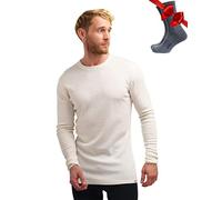 Merino.tech Merino Wool Base Layer Men - 100% Merino Wool Long Sleeve Thermal Shirts Midweight (X-Large, 250 Natural Merinos)
