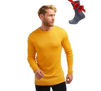 Merino.tech Merino Wool Base Layer Men - 100% Merino Wool Long Sleeve Thermal Shirts Midweight (XX-Large, 250 Mango Tango)