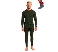 Merino.tech Merino Wool Base Layer Men Set - Merino Thermal Underwear Mens Top and Bottom Lightweight, Midweight, Heavyweight (Medium, 320 Army Green)