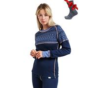 Merino.tech Merino Wool Base Layer Womens - 100% Merino Wool Long Sleeve Thermal Shirts Heavyweight, Midweight, Lite + Wool Socks (Small, 250 Nordic Tale Berry)