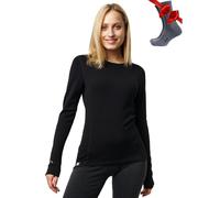 Merino.tech Merino Wool Base Layer Womens - 100% Merino Wool Long Sleeve Thermal Shirts Heavyweight, Midweight, Lite + Wool Socks (XX-Large, 320 Black)
