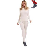 Merino.tech Merino Wool Base Layer Womens Set - Merino Thermal Underwear Womens Top and Bottom Lightweight, Midweight, Heavyweight (Large, 250 Natural Merinos)