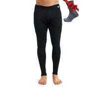 Merino Wool Base Layer Men Leggings Pants 100% Merino Wool Thermal Underwear Long Johns Light, Mid, Heavyweight + Hiking Socks (X-Large, 320 Charcoal Grey)