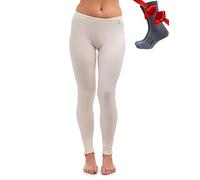 Merino Wool Base Layer Womens Leggings 100% Merino Thermal Underwear Pants for Women Midweight + Wool Socks (X-Large, 250 Natural Merinos)