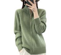 Merino Wool Cardigan Womens,Ribbed Knitted Cardigan Open Front Full Zip Ladies Sweater Coat Autumn Winter Soft Warm Knitwear Jacket Jumper Outerwear Sweatshirt Coat,Green,L
