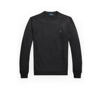 Slim Fit Crew Neck Jumper in Washable Wool Dark Grey