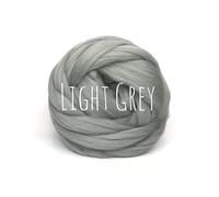 Merino Wool - for arm Knitting Chunky Blanket Weaving Felting Jumbo Yarn Giant Wool Soft (100g (0.22lb), Light Grey)
