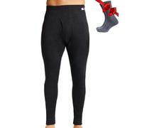 Merino Wool Men's Base Layer Pants - 100% Organic Wool Midweight Thermal Pants + Hiking Wool Socks (X-Large, Charcoal Grey 250)