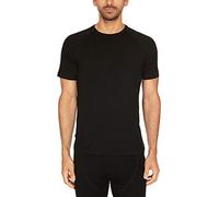 Merino Wool Mens Micro Weight Raglan T-Shirt - Short Sleeve Athletic Shirt - Anti-Odor - Moisture Wicking - Black - Large