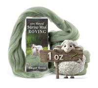 Merino Wool Roving, Combed Top for Needle Felting, 1 oz, Garden Ivy Green
