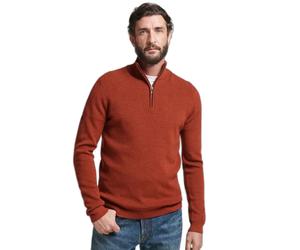 Merino wool semi-zipped sweater Superdry Marron 2XL