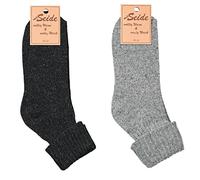 Merino wool Socks Soft Silk -2 pairs for Men & Women, Walking Socks Blend of Silk and Lambs wool - Designed in Germany- Breathable, Anti Bacterial & Odor- Charcoal, Grey (2-5, Charcoal/Grey)