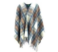Merino Wool Unisex Tartan Cape, One Size (UK, Alpha, One Size, Regular, Regular, Stewart Muted Blue)