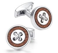 MERIT OCEAN Cuff Links Mens Cufflinks Wood Inlay - Rectangular Brass Cuff Links with Gunmetal Finish, 3-Layer Electroplating, Unique Wood Grain Shirt Accessories for Business Wedding Tuxedo, Durable