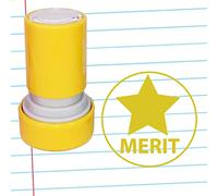 Merit Star Teacher Stamp. Self-Inking, 22mm, Reinkable, Quality Stamper for Marking and Praise. Gold Ink