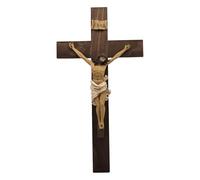 MeritMode 19" Wood Crucifix Wall Cross with Resin Jesus Figure - Catholic Crucifix for Wall, Large Wooden Jesus Cross Wall Decor, Religious Crosses for Home, Church, or Prayer Room