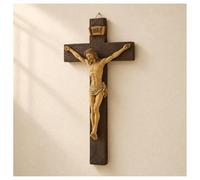 MeritMode 9.1" Jesus Crucifix Wall Cross, Resin Jesus on The Cross Wall Hanging, Catholic Christian Religious Wall Decor for Home, Church, Prayer Room