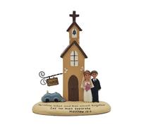 MeritMode Christian Wedding Gift Figurine, Church Wedding Keepsake for Couples, Marriage Blessing Statue with Matthew 19:6 Bible Verse, Religious Wedding Decoration for Bride and Groom