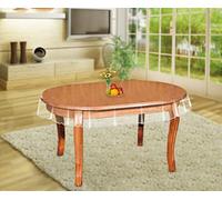 MeritMode Clear Oval Vinyl Tablecloth, Clear Table Cloth Transparent Cover Waterproof Oval Table Cover Protector Elastic Lace Edge Design - 54 * 72 Inch