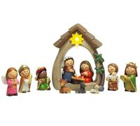 MeritMode Nativity Scene Set - Nativity Sets for Christmas Indoor Decor with 12pcs, Resin Miniature Nativity Set, Manger with LED Lights, Tabletop Desk Home Decor