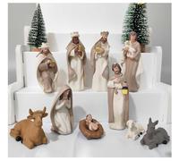 MeritMode Nativity Set for Christams Indoor - 10 Pcs Nativity Scene Statues | Including Baby Jesus, Mary and Joseph, Suitable for Religious Decor and Interior