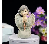 MeritMode Resin Angel Figurine - Kneeling Praying Angel with Cross, Religious Prayer Statue for Home Décor, Spiritual Gift, 5.31"