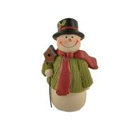 MeritMode Resin Snowman Figurine with Bird House - Festive Christmas Ornament for Winter Home Decor - Cute Display for Mantle or Shelf 10.8cm