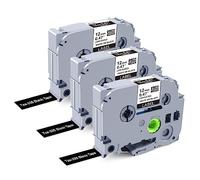 Meritom 3X Black Label Replacement for Brother P Touch TZe-335 Tz335, 12mm White on Black Tape, Compatible with PT-1000 1005 E110 H105 LabelMaker