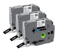 Meritom 3X Black Label Tape Replace for Brother Label Printer Tape P Touch TZe-335 Tz335, Tze 12mm*8m White on Black, Compatible with Brother P Touch LabelMaker PT-1000 1005 E110 H105