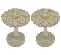 MERIVILLE Set of 2 Fleur Window Drapery Medallion Holdbacks, Curtain Tiebacks, Wall Hook, Tassel Holder, French White with Gold