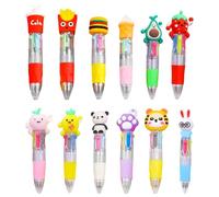 Meriviva 12 Pcs Multicolor Pens Set, 4 in 1 Mini Fun Ballpoint Pens for Kids, Novelty Cute Multicolor Pens for Party Bag Fillers Kids Classroom School Gifts