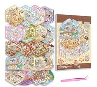 Meriviva 20 Sets Fun DIY 3D House Stickers Kit, 3D Sticker Scene Set with Stickers Tweezers, Reusable Stress Relief Scenes, Sticker Therapy for Adults Kids